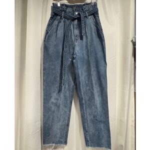 Abercrombie & Fitch Simone High Rise Ankle Paperbag Jeans Blue 27 4S Belted